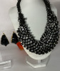 ZARA Statement Japanned Modern Rhinestone Bib Necklace