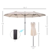 New | Outsunny 15ft Patio Umbrella Double-Sided Outdoor Market Umbrella with Crank Handle | Cream White | Retails for over $130. - 2