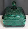Vintage Tiara Indiana Glass Bee Jar, Square Lidded Candy Dish with Bees & Bee Hives . Measures 5 1/4"&times;5 1/4"&times;6" . No chips or cracks