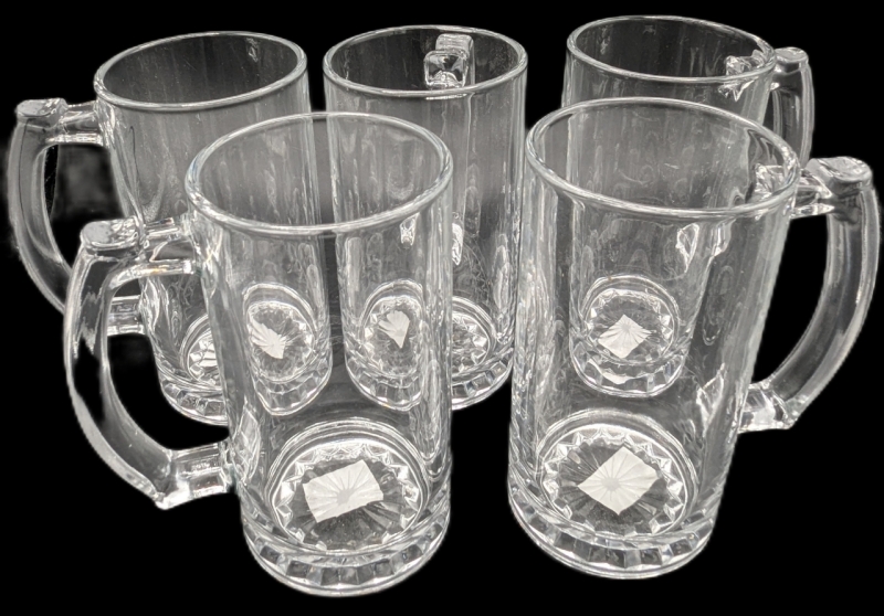 5 New 16oz / 430ml Vitrex Clear Glass Beer Mugs | 3.2" Diameter x 6" Tall