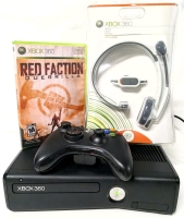 Microsoft XBOX 360 S Model 1439 w Wireless Controller, Red Faction Guerilla Game & New Xbox 360 Headset