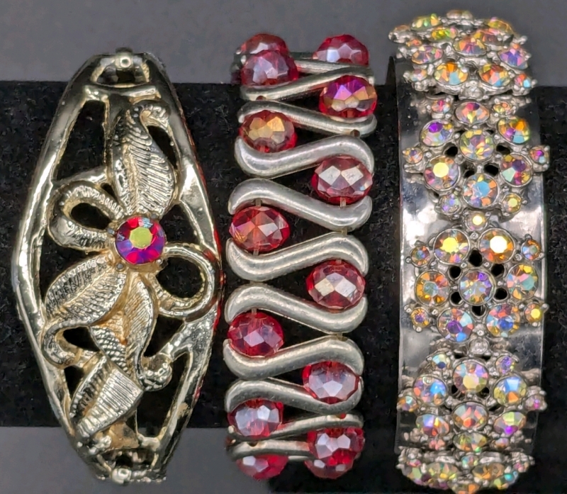 3 Vintage to Modern Bracelets | Open Cuff with AB Rhinestones +