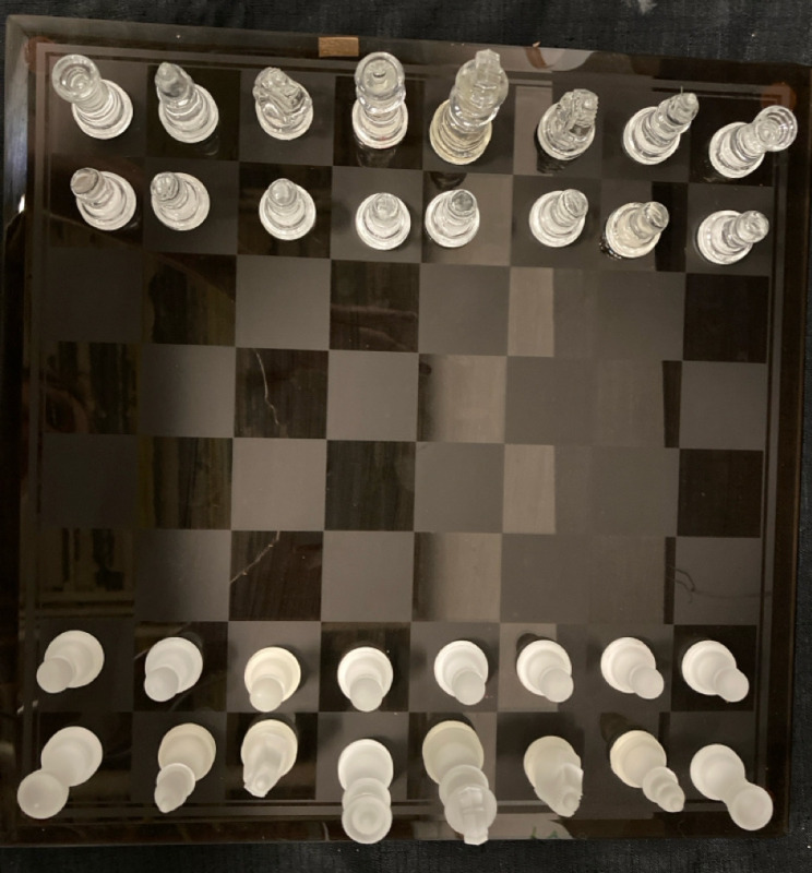 32 piece Glass Chess Set , Board 14”