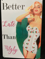 New Better Late Than Ugly Metal Sign 8" x 12"