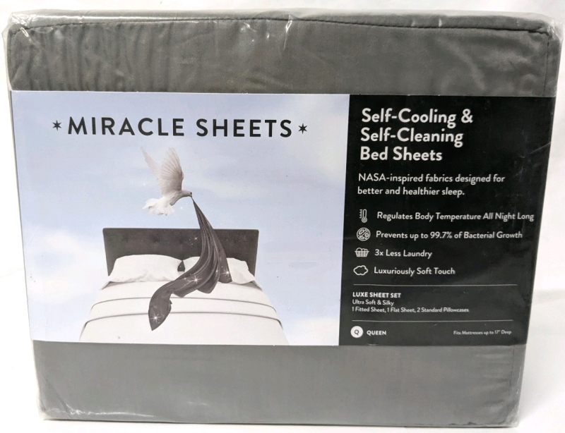 New MIRACLE MADE Queen Size Luxe Sateen Sheet Set | Model 11951-QN-ST | Retails for Over $100!