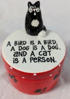 6 New My Name is Mud "Cat is a Person" Treat/Trinket Dish. 3.5" Tall, 2.75" Across.