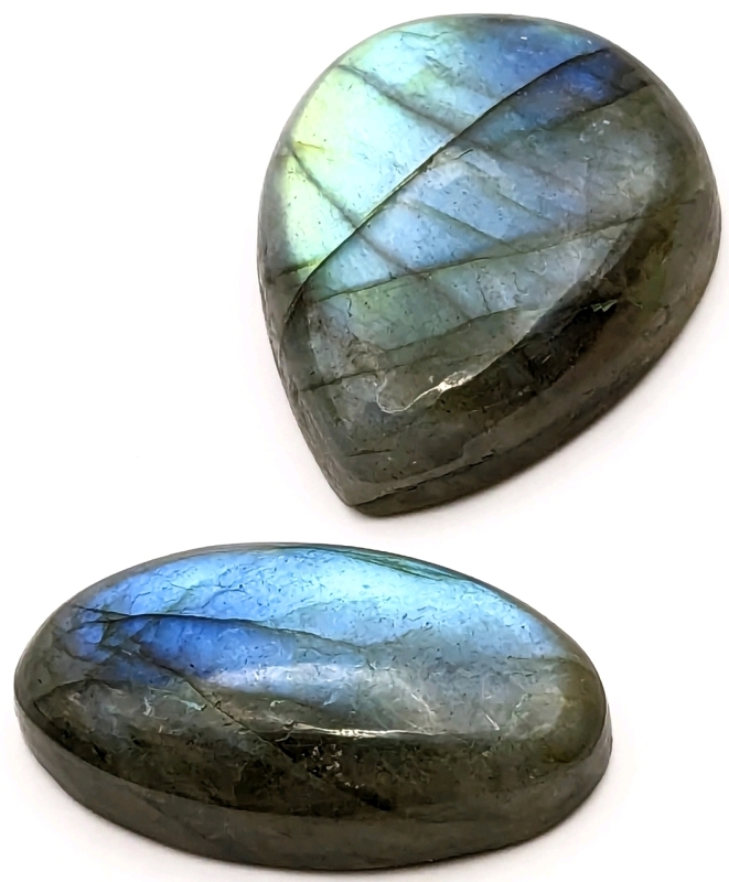 2 Smooth Polished LABRADORITE Stone Cabochons