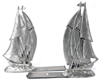 Pair of Vintage 1991 Seagull Pewter Canada Sailboat Bookends | 5.75" Long x 6.15" Tall