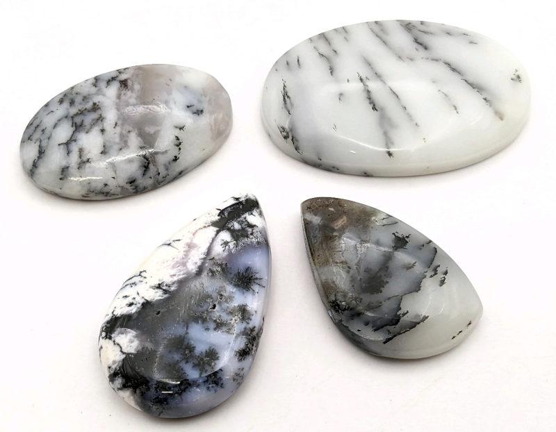 4 Eye-Catching Polished DENDRITE AGATE Cabochons