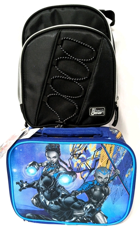 2 New Insulated Lunch Bags | Black Panther (10" x 8" x 3.25") & Tech Gear (8" x 10" x 4.5")