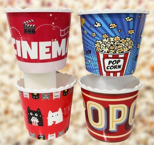 4 New Retro Style Reusable Popcorn Buckets