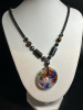 Murano Glass Millifiori Pendant Hematite Tiger Iron Stone Chain - 3