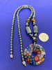 Murano Glass Millifiori Pendant Hematite Tiger Iron Stone Chain - 4