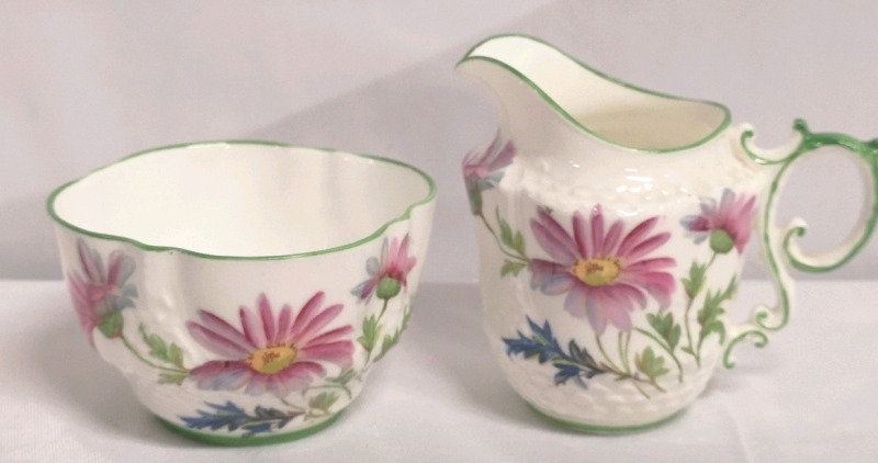 Vintage Aynsley Creamer 3.25" & Sugar 2" Floral Pattern