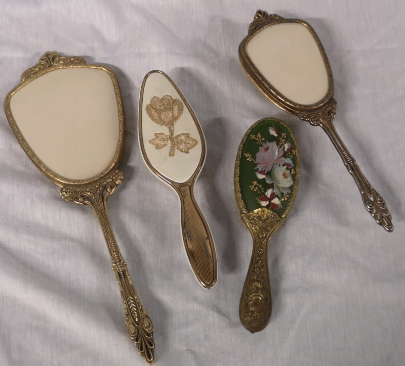 Vintage Women's Dresser Accessories - Mirror & Brushes