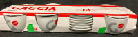 New Gaggia - 4 Cappuccino Cups & 6 Saucers . Cups 3&rdquo;