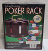 New - Deluxe Revolving Poker Rack with 200 Poker Chips , Two (2) Decks Playing Cards & Dealer Button