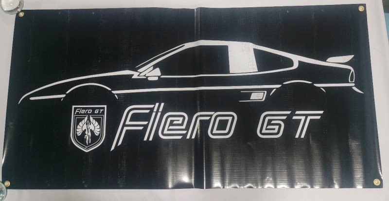Pontiac Fiero GT Black & White Vinyl Banner 48"×24"