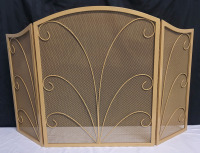 New - Kingson 3-Panel Gold Tone Metal Arched Fireplace Screen . Measures 30" tall & 43" Wide (open)