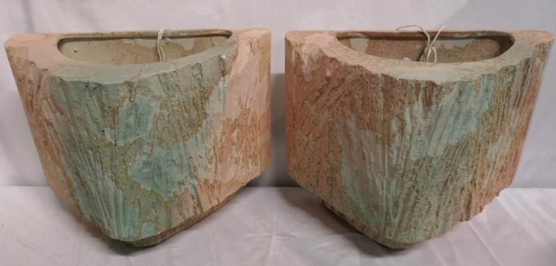 2 Vintage 9.25"x11.5" Ceramic Wall Planters