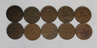 1920 - 1936 Canadian King George V Small Cent Penny Lot , 10 Coins