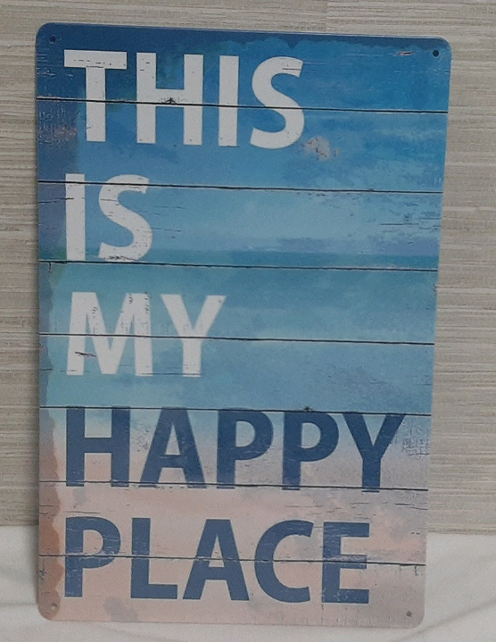 New Happy Place Metal Sign - 12" X 8"