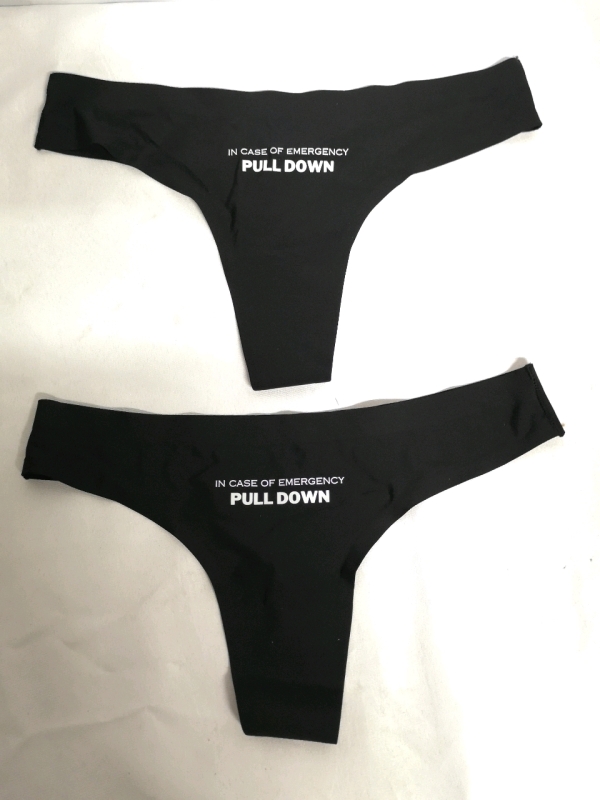 2 New Sz Medium "In Emergency Pull Down" Women's Custom Thong by Oker