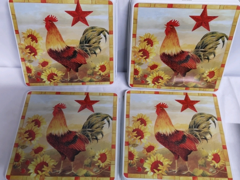 4 New Stove Top Burner Covers 9x9" - Rooster