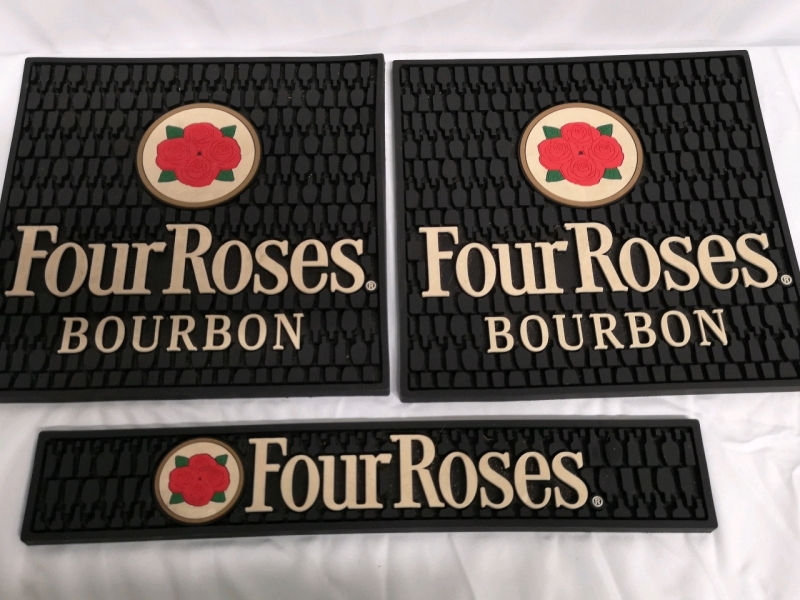 3 Four Roses Bourbon Bar Mats - 21 & 14"L Rubber