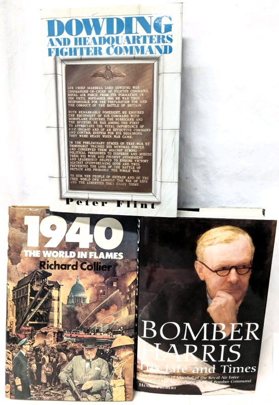 3 Vintage to Modern Hardcover Books on War: Dowding, 1940 & Bomber Harris