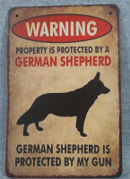 New "Warning German Shepherd" 12x8" Metal Tin Sign