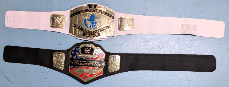 2 WWE Wrestling Belts | United States Champion & Intercontinental Heavyweight Wrestling Champion | 39.25" - 40.25" Long