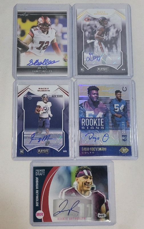 NFL Football Trading Card Rookie Auto-Insert Cards . Five (5) Cards .