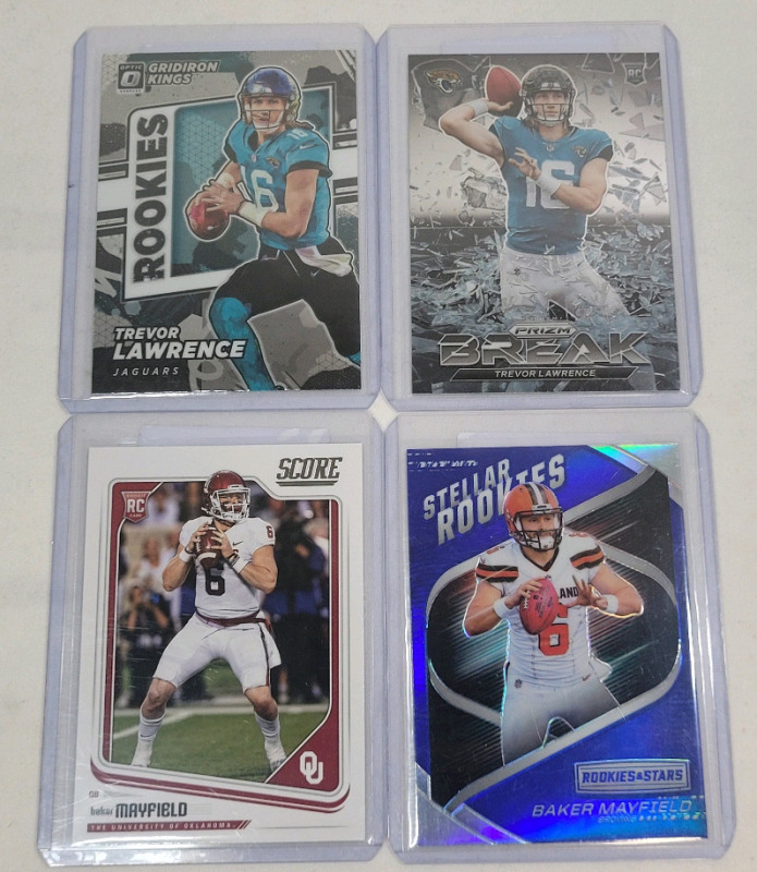 NFL Football Trading Card 2021 Panini Trevor Lawrence & 2017 Panini Baker Mayfield Rookie Cards