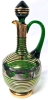 Vintage MCM Emerald Green Glass & Gold Gilt Decanter with Stopper | 11" Tall