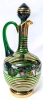 Vintage MCM Emerald Green Glass & Gold Gilt Decanter with Stopper | 11" Tall - 2