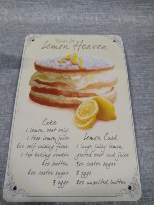 New "Lemon Heaven Recipe" Metal Tin Sign 12x8"