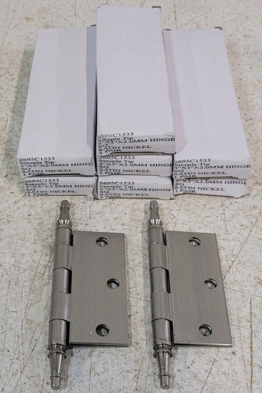 New - Steeple Tip 3"×3"×2mm Square Door Hinge . Seven (7) Pairs , 14 Total