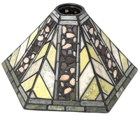 Lovely Tiffany-Style Stained Glass Lampshade | 11.5" x 10" x 6.25" Tall, Opening at Top: Approx 1.4" Diameter