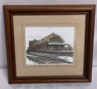 Small Vintage 1910 Niagara Falls G.T.R. Station Framed Print Signed No. 150/200- 9x8.5"