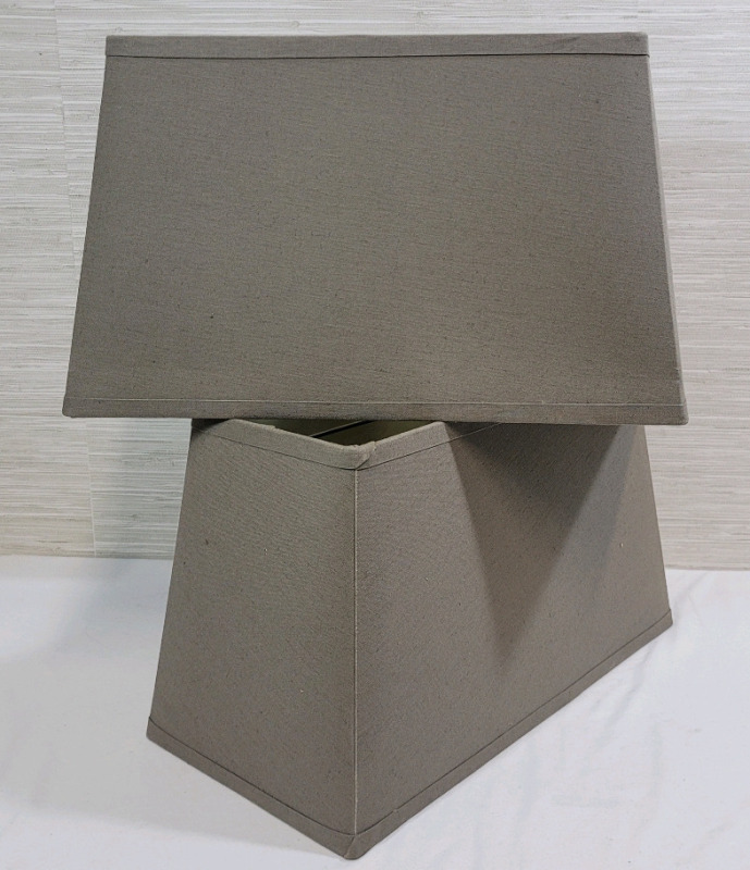 Home Decor Table Lamp Shades , Pair . Measures 16"×8 1/4" & 9.5" tall . Grey