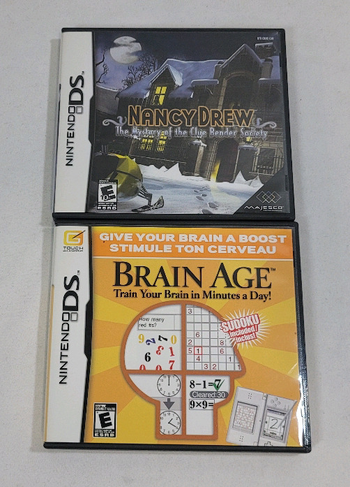 Nintendo DS Nancy Drew & Brain Age Video Games . Both Include Game , Manual & Case