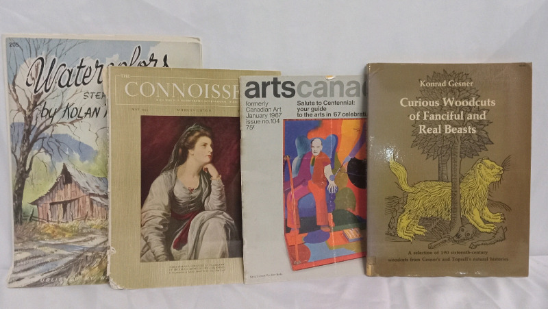 Vintage Watercolors Step By Step By Kolan Peterson, The Connoisseur Book, May 1955, Arts Canada January 1967, Issue No 104, Curious Woodcuts of Fanciful And Real Beasts By Konrad Gesner