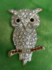 Rhinestone Filigree Butterfly Owl with Rhinestones Brooch - 2