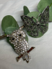 Rhinestone Filigree Butterfly Owl with Rhinestones Brooch - 5