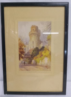 Antique Print F. Robson Warwick Castle The Tower 13" × 9" to the edge of frame.