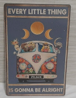 New Peace Hippie Metal Sign - 12" X 8"