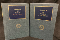 2 Vintage Military Hard cover Classics of Naval Literature 8.5” tall