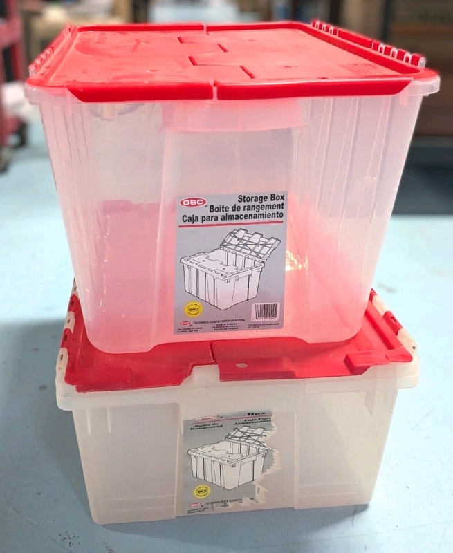 2 GSC Storage Boxes with Lids | 15.25" x 21.5" x 12.5" Tall & 15.25" x 21.65" x 9.25" Tall