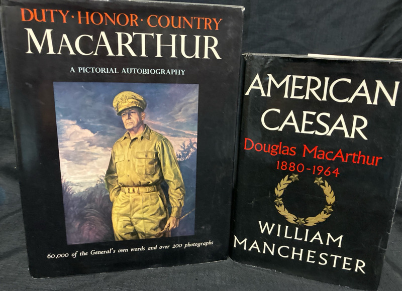 2 Military MacArthur Books Largest 11.5 “ tall